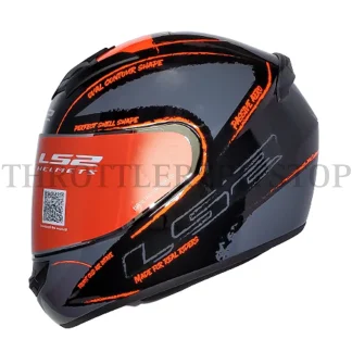 LS2 FF352 BRUSH GLOSS BLACK ORANGE HELMET : XL
