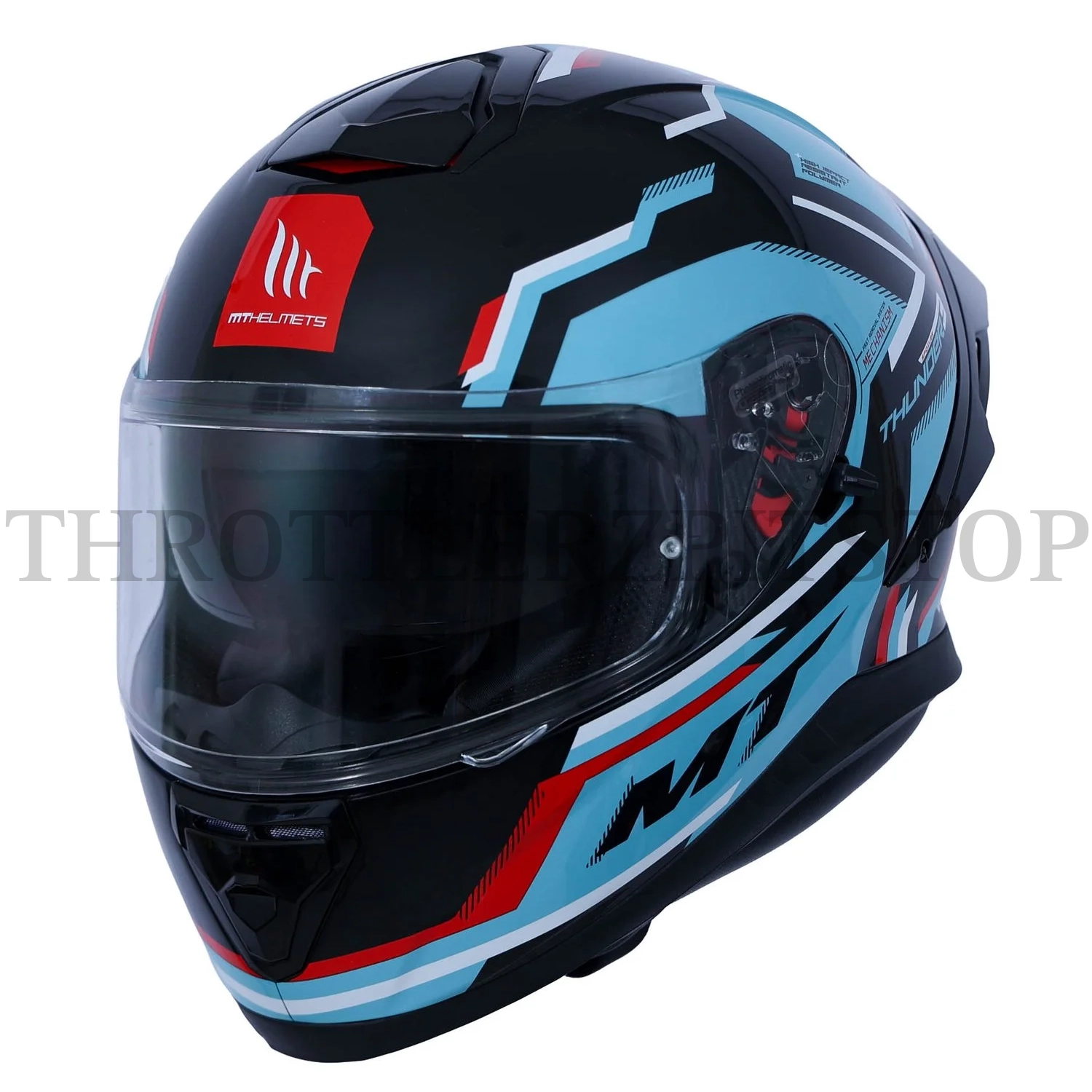 MT THUNDER 3 SV SPOILER BLAZE B7 GLOSS BLUE BLACK HELMET - Image 4