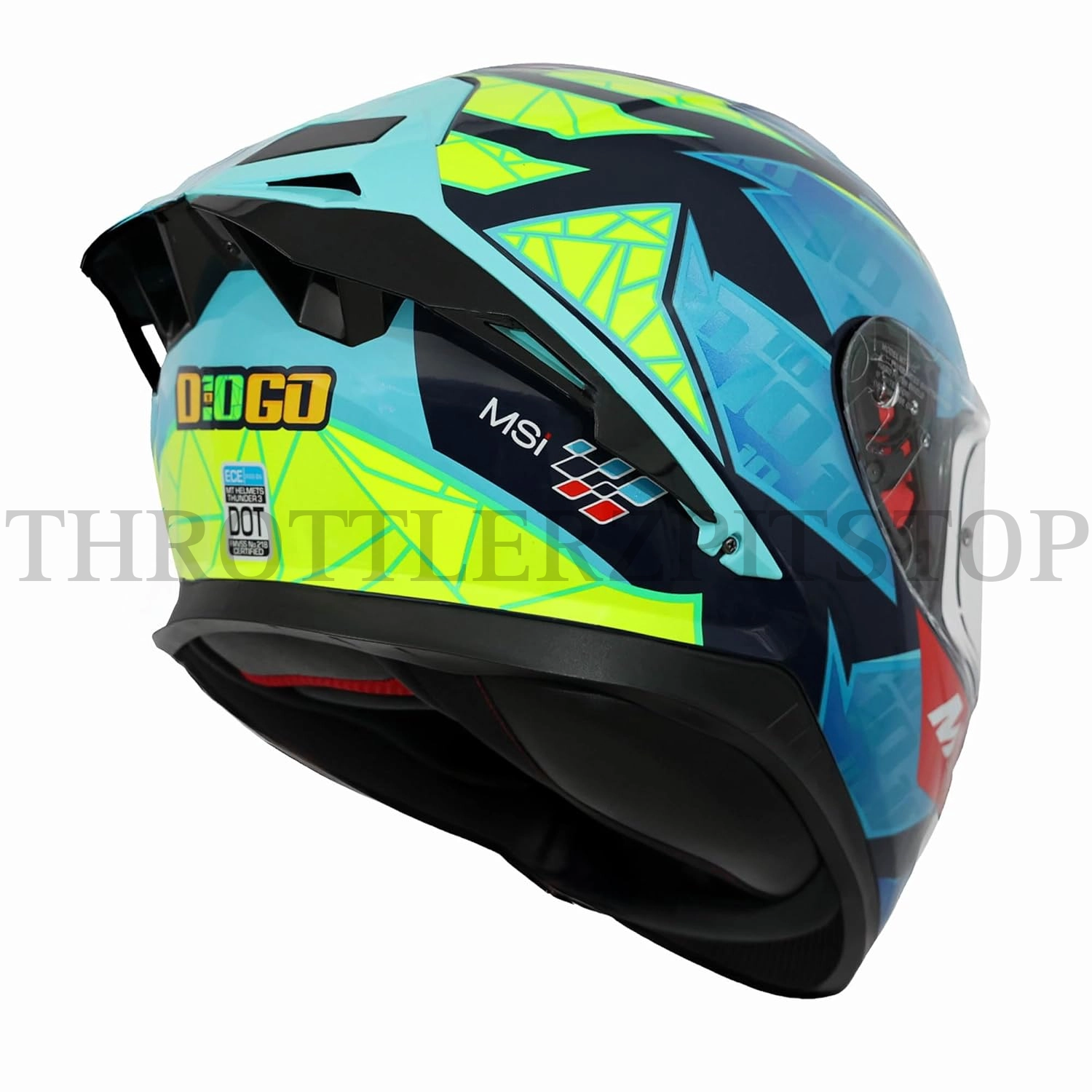 MT THUNDER 3 SV SPOILER DIOGOMOREIRA A7 GLOSS BLUE YELLOW HELMET - Image 3