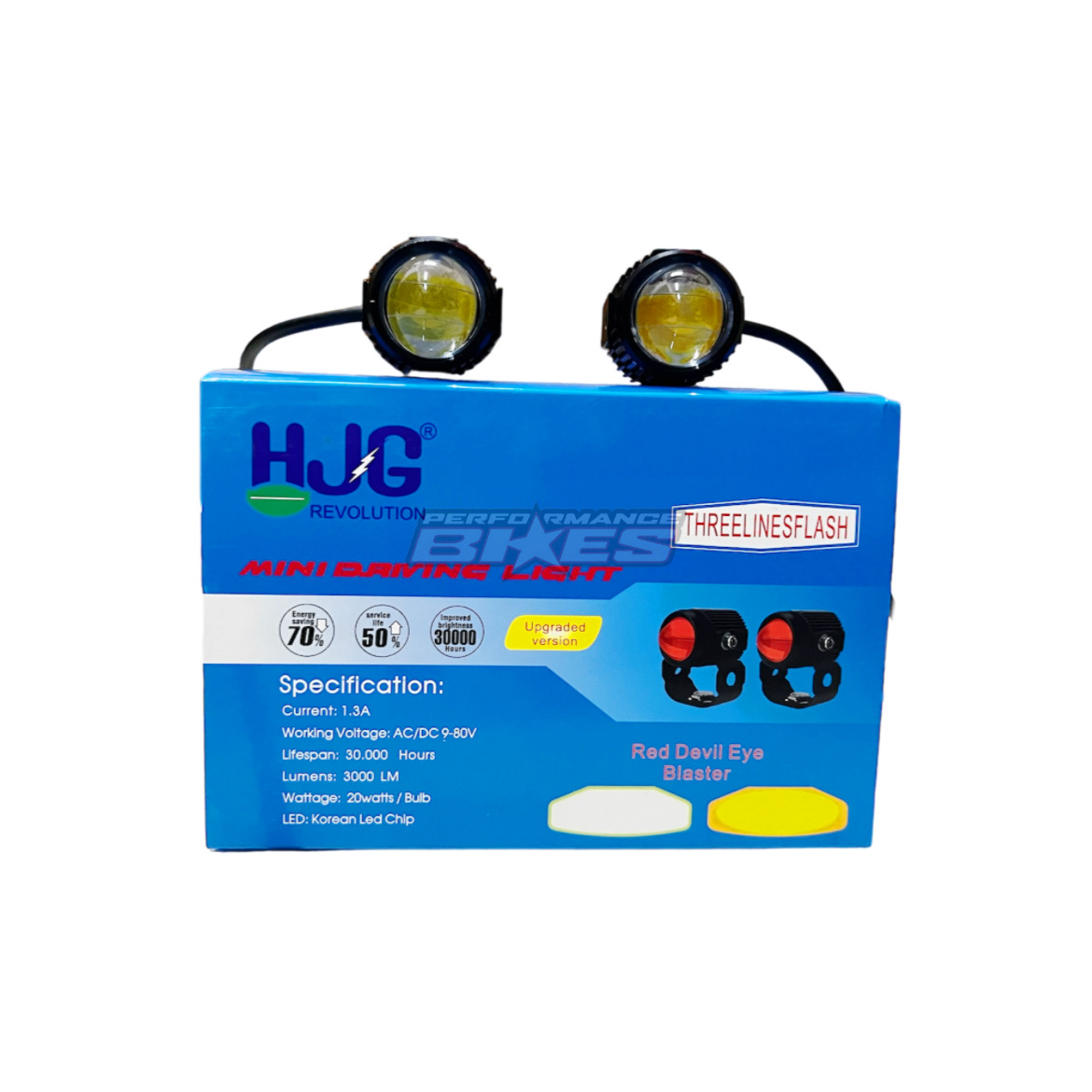 HJG MINI DRIVING LIGHT TRI COLOUR FLICKING TYPE