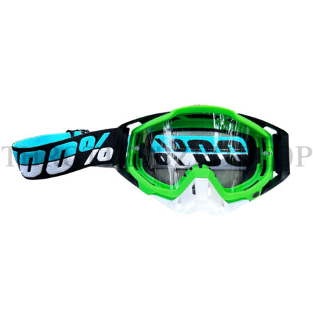 100% GOGGLES GREEN FRAME CLEAR GLASS