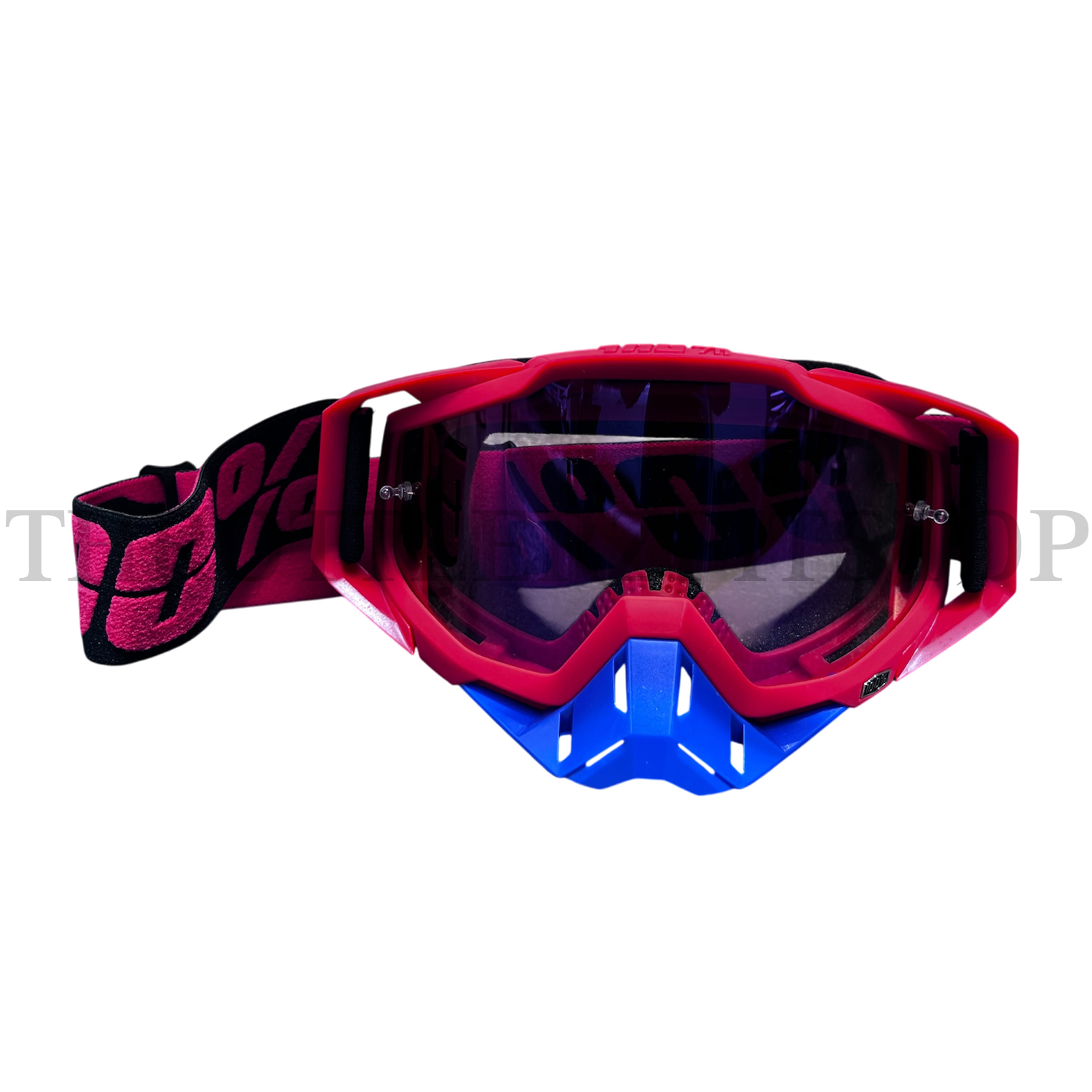 100% GOGGLES RED FRAME BLUE TINT GLASS