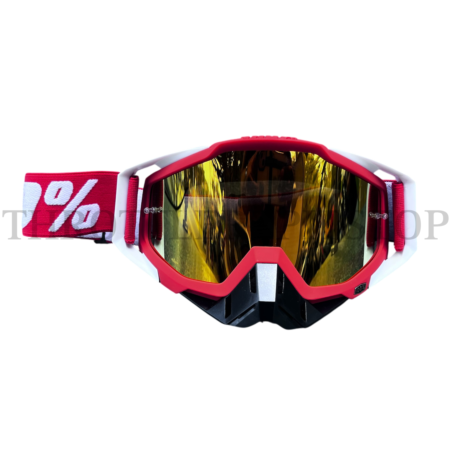 100% GOGGLES RED FRAME GOLD GLASS