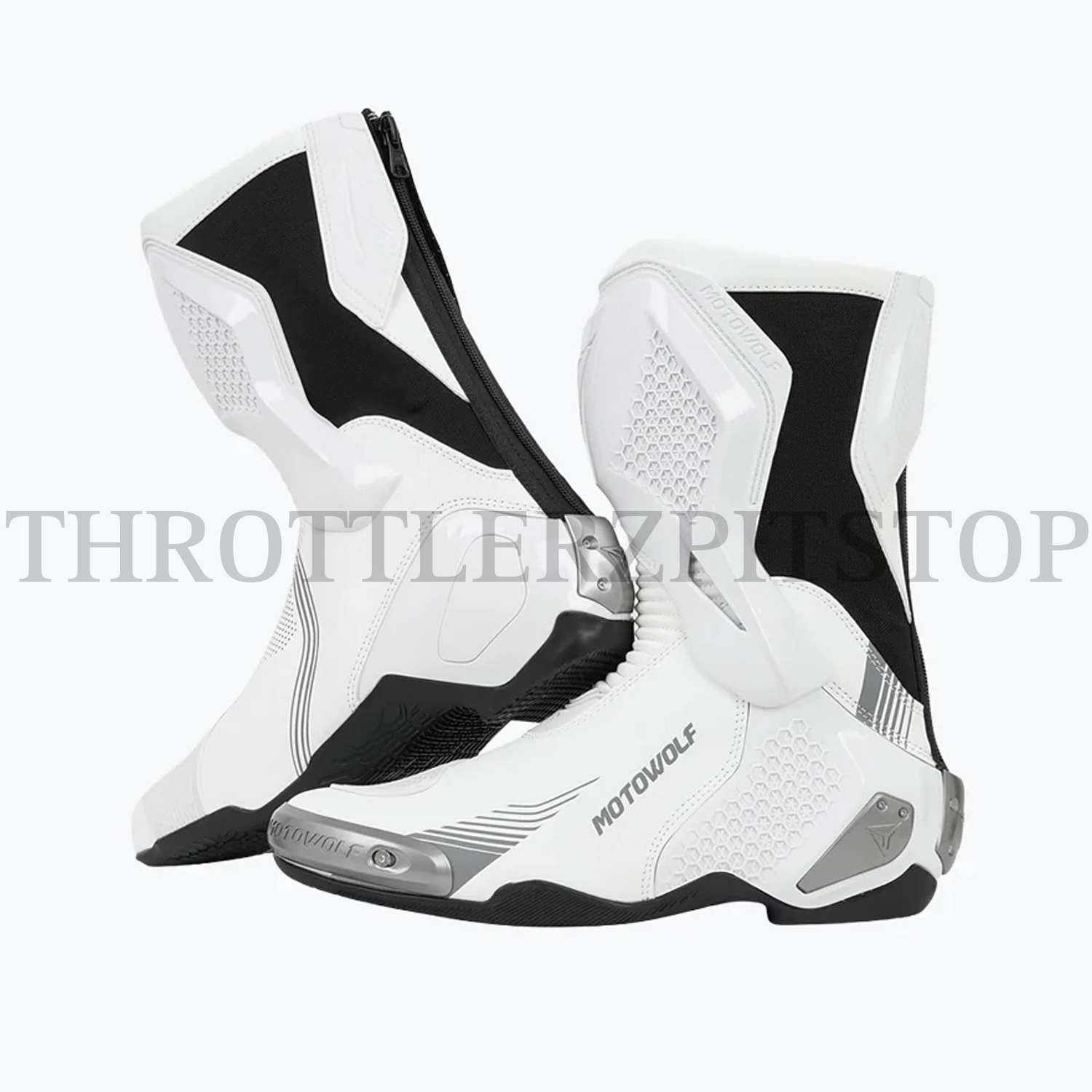 MOTO WOLF B01 RIDING BOOT: WHITE/ BLACK - Image 2